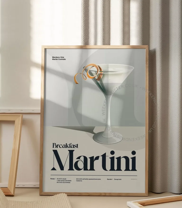 Mid-century retro Breakfast Martini Cocktail poster