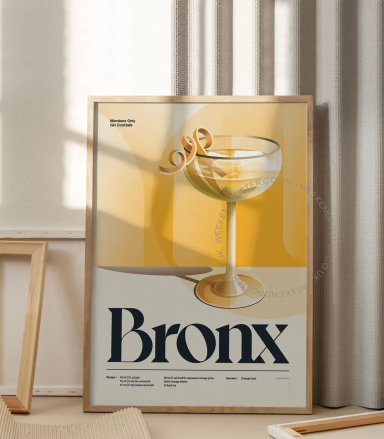 Mid-century retro Bronx Cocktail poster
