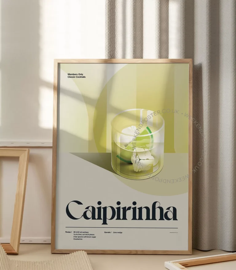Mid-century retro Caipirinha Cocktail poster