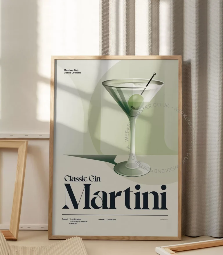 Mid-century retro Classic Gin Martini Cocktail poster