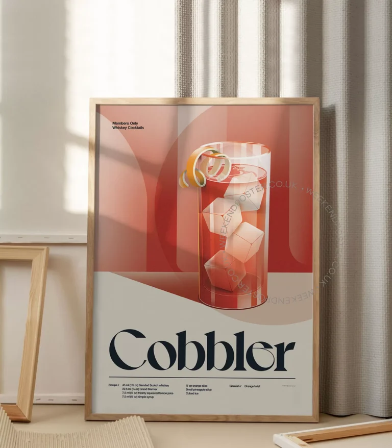 Mid-century retro Cobbler Cocktail poster