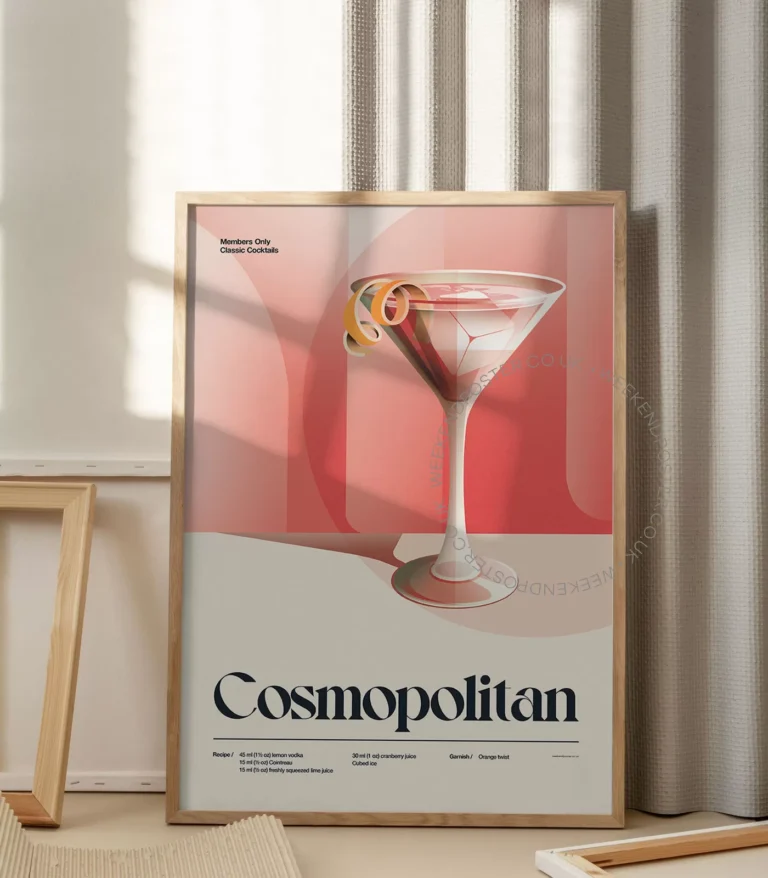 Mid-century retro Cosmopolitan Cocktail poster