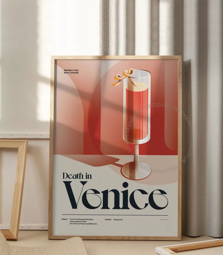 Mid-century retro Death in Venice Cocktail poster