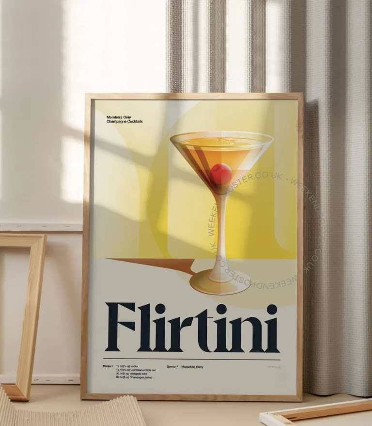 Mid-century retro Flirtini Cocktail poster