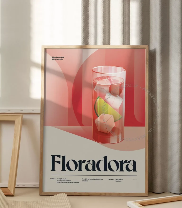 Mid-century retro Floradora Cocktail poster