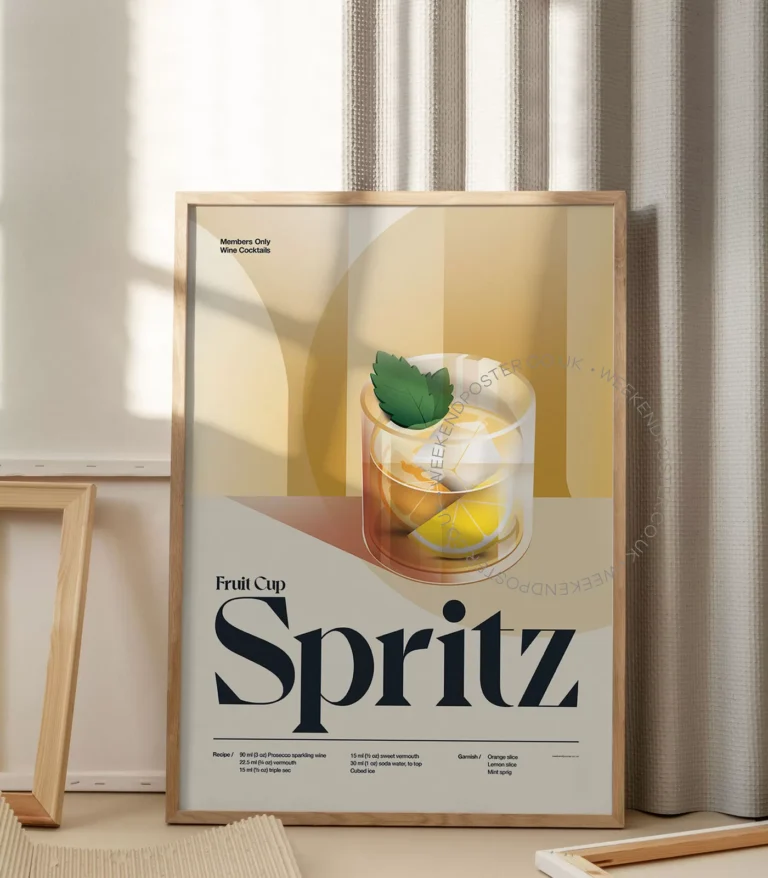 Mid-century retro Fruit Cup Spritz Cocktail poster