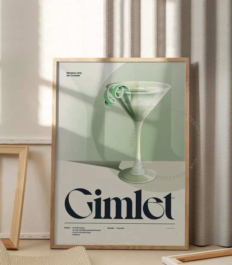 Mid-century retro Gimlet Cocktail poster