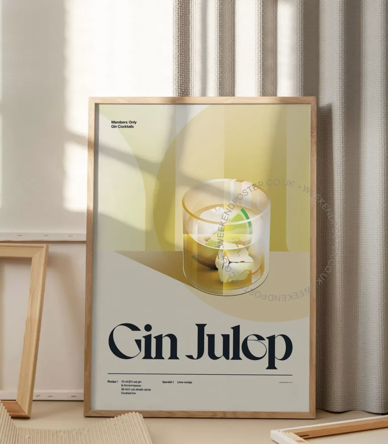 Mid-century retro Gin Julep Cocktail poster