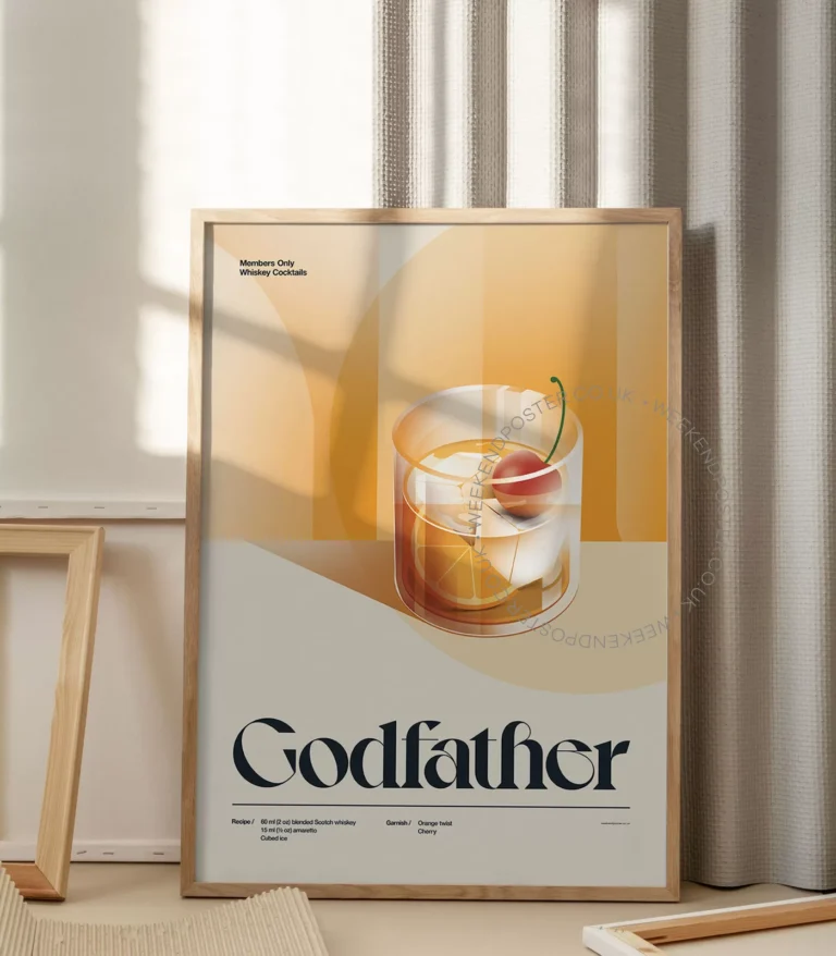 Mid-century retro Godfather Cocktail poster