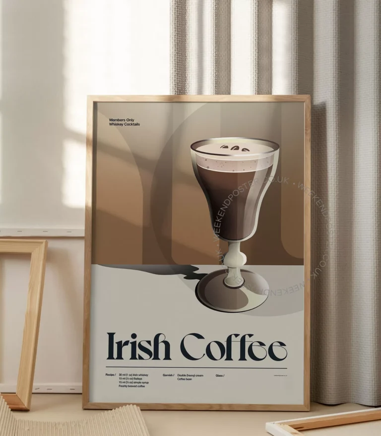 Mid-century retro Irish Coffee Cocktail poster