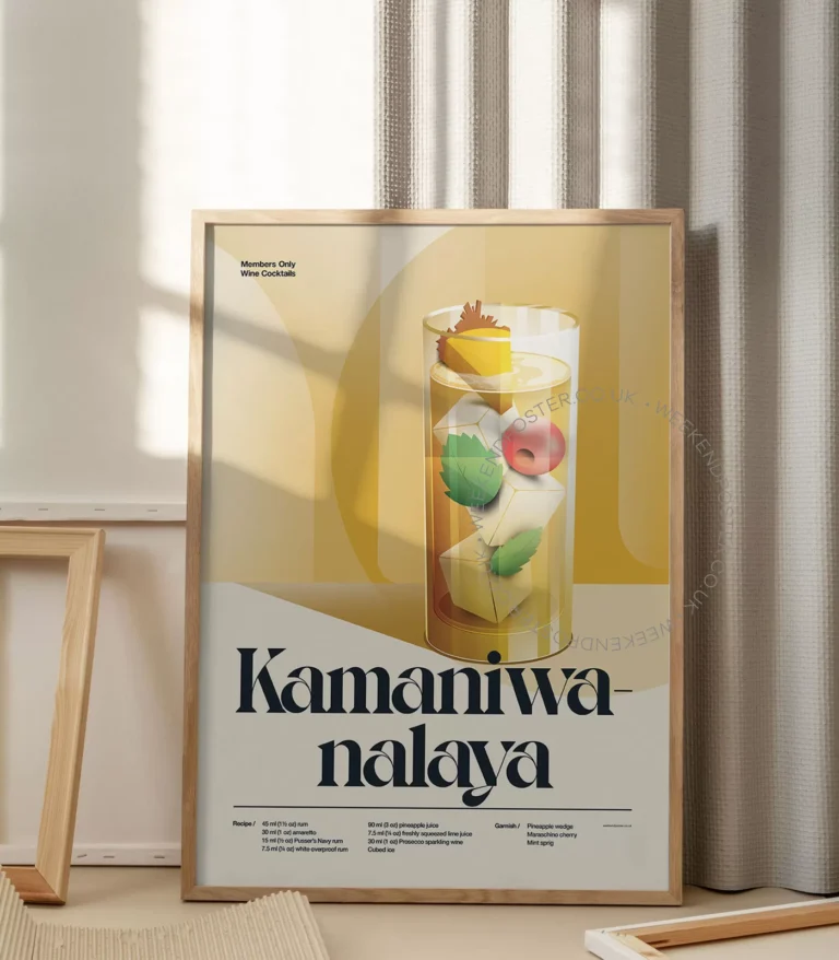 Mid-century retro Kamaniwanalaya Cocktail poster