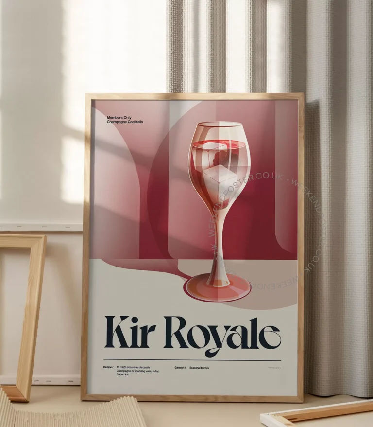 Mid-century retro Kir Royale Cocktail poster