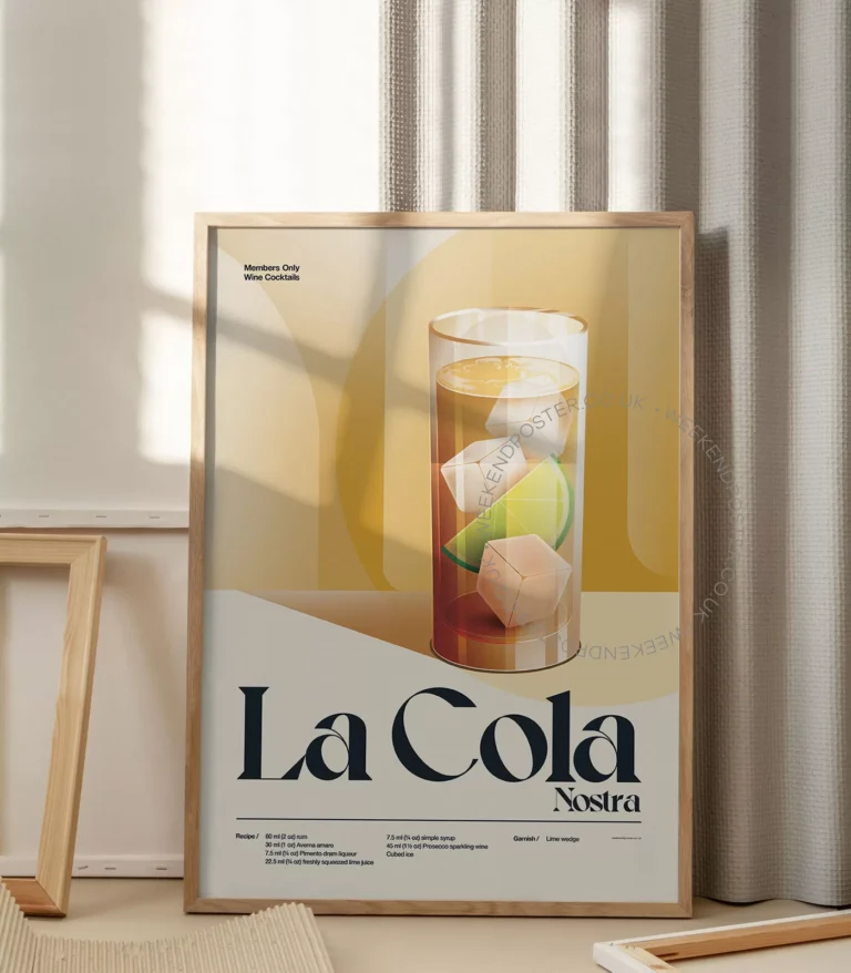 Mid-century retro La Cola Nostra Cocktail poster