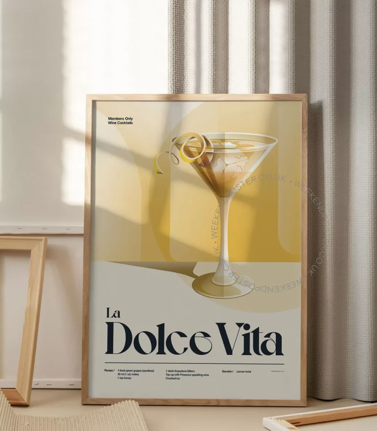 Mid-century retro La Dolce Vita Cocktail poster