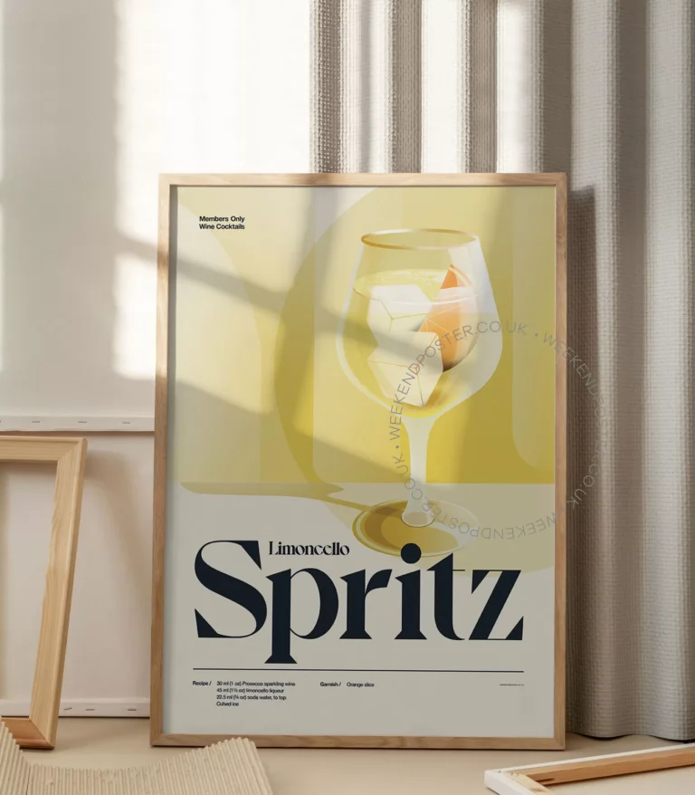 Mid-century retro Limoncello Spritz Cocktail poster