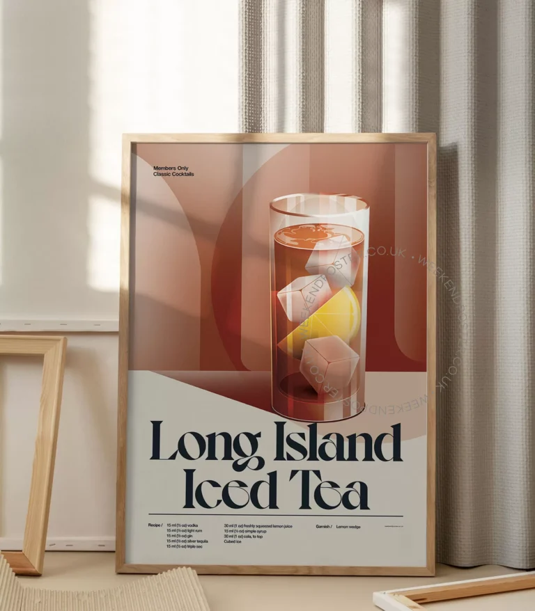 Mid-century retro Long Island Iced Tea Cocktail poster