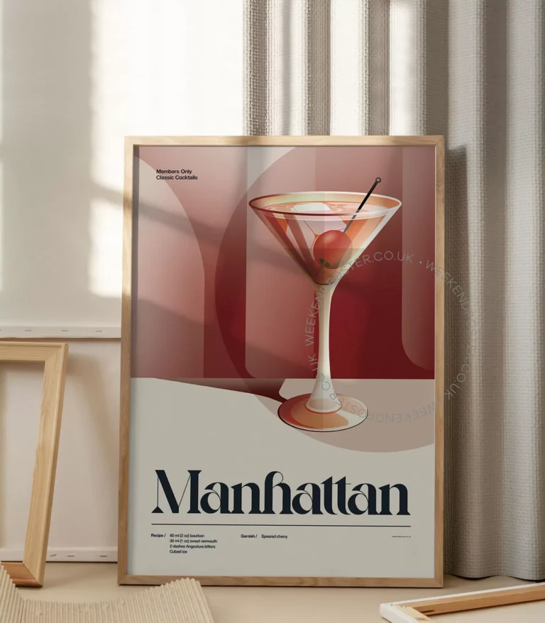 Mid-century retro Manhattan Cocktail poster