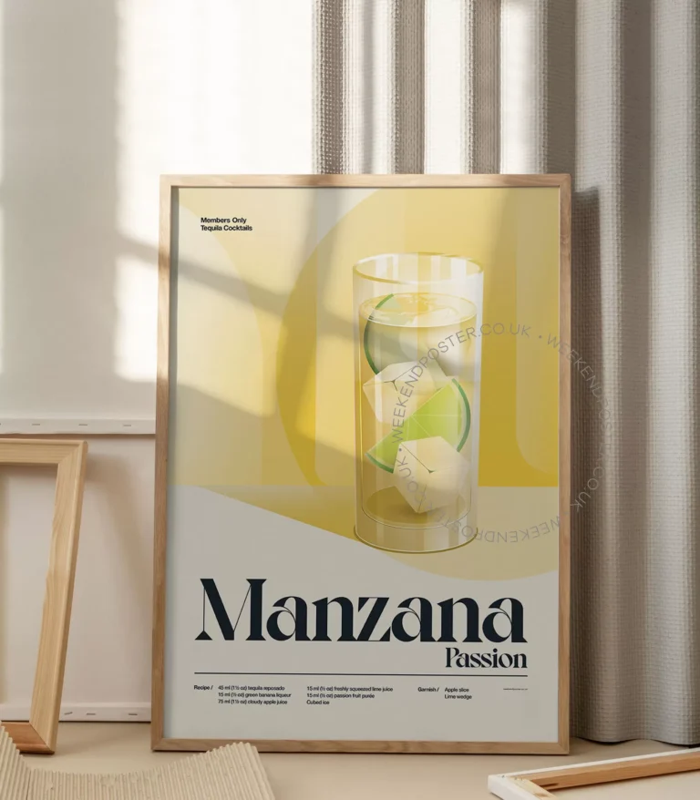 Mid-century retro Manzana Passion Cocktail poster