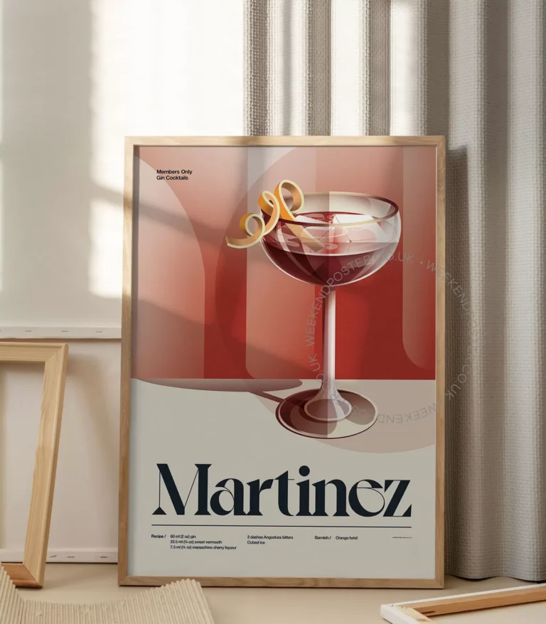 Mid-century retro Martinez Cocktail poster
