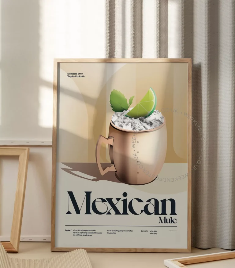 Mid-century retro Mexican Mule Cocktail poster