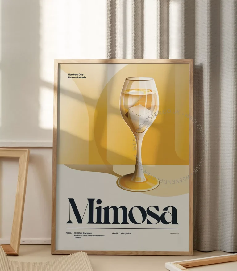 Mid-century retro Mimosa Cocktail poster
