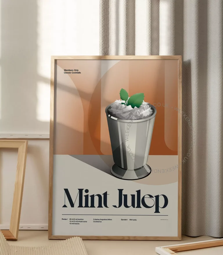 Mid-century retro Mint Julep Cocktail poster