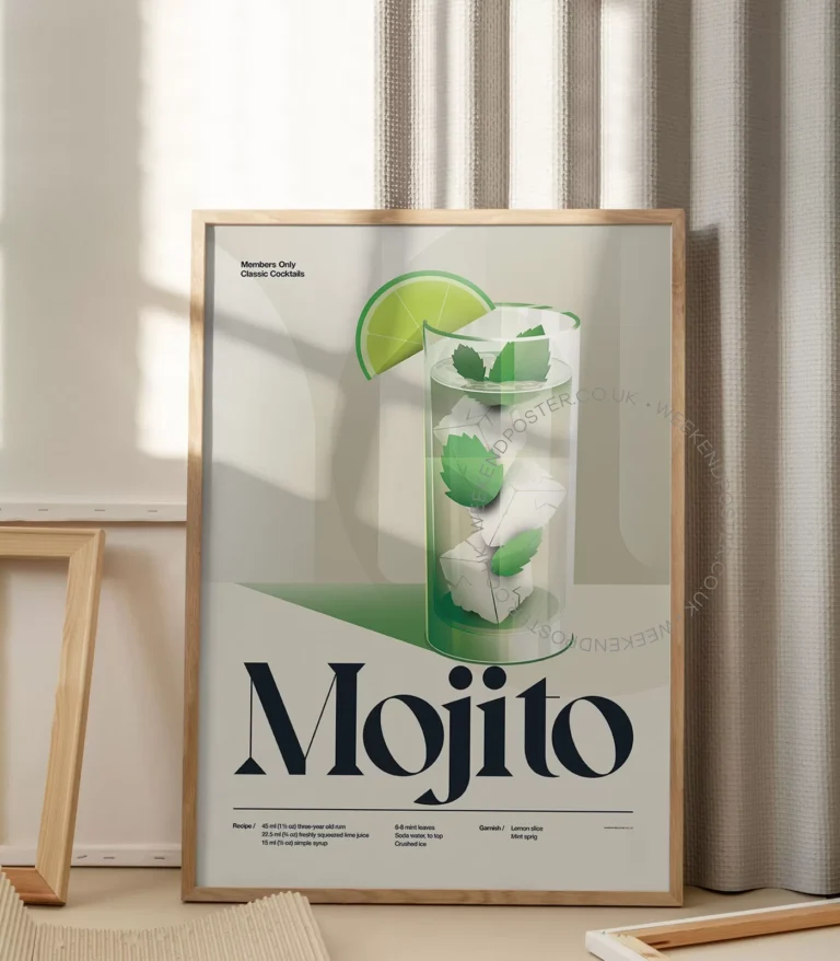 Mid-century retro Mojito Cocktail poster