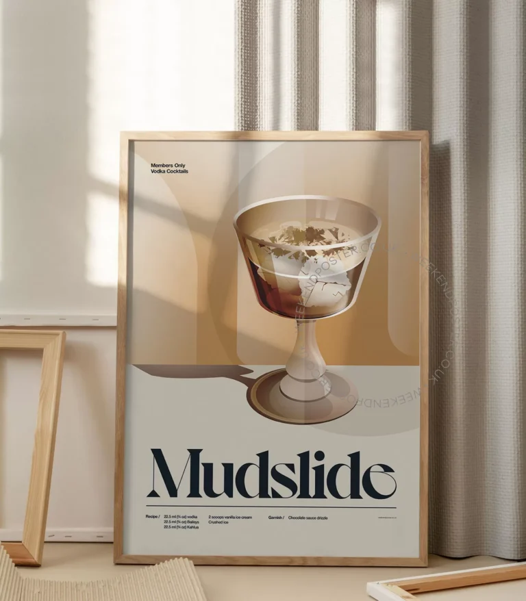 Mid-century retro Mudslide Cocktail poster