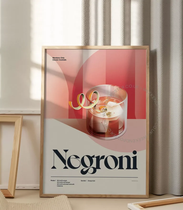 Mid-century retro Negroni Cocktail poster