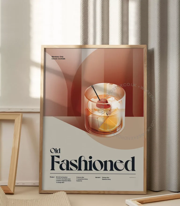 Mid-century retro Old Fashioned Cocktail poster