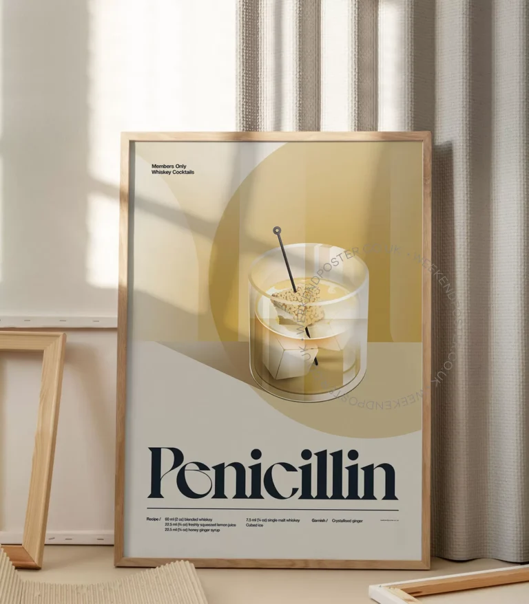 Mid-century retro Penicillin Cocktail poster