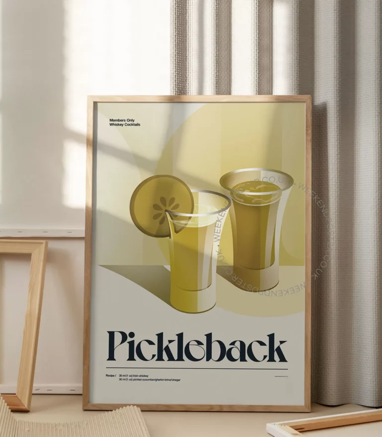 Mid-century retro Pickleback Cocktail poster