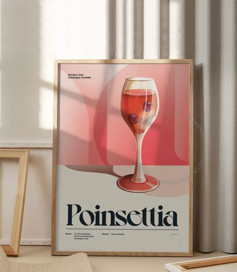 Mid-century retro Poinsettia Cocktail poster
