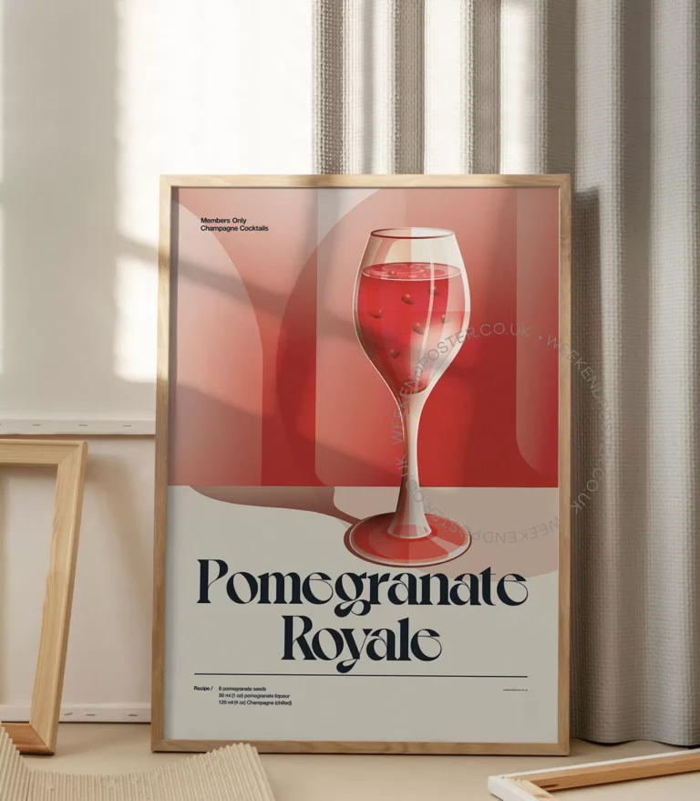 Mid-century retro Pomegranate Royale Cocktail poster