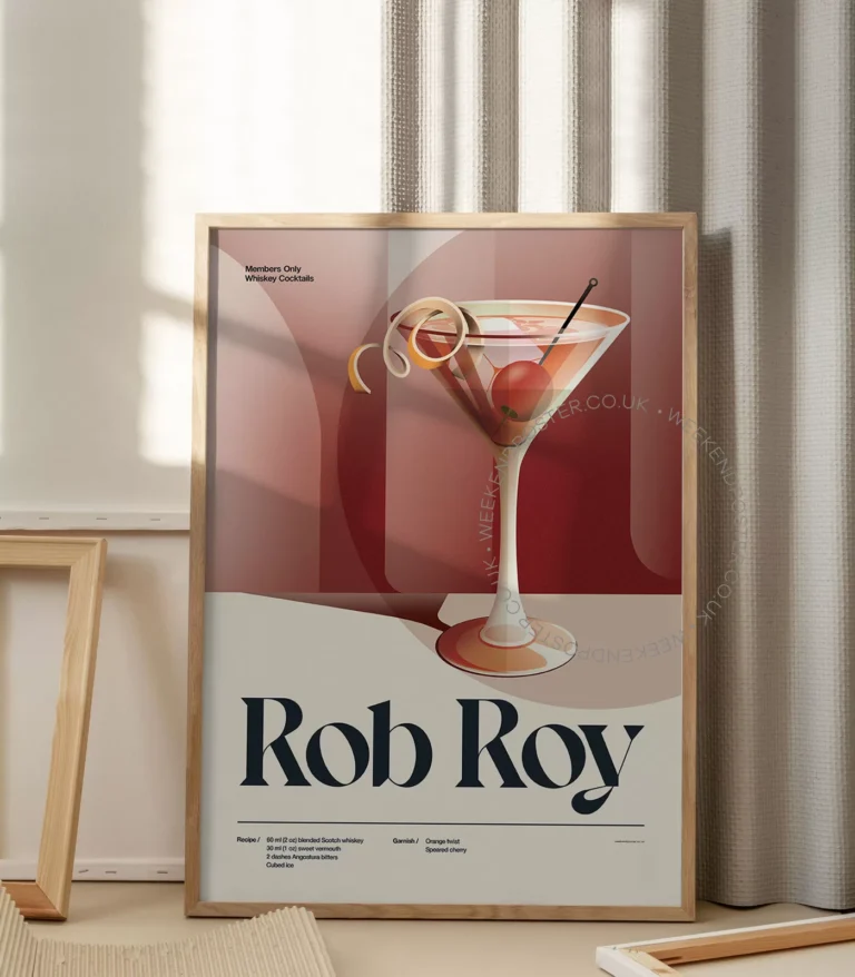 Mid-century retro Rob Roy Cocktail poster