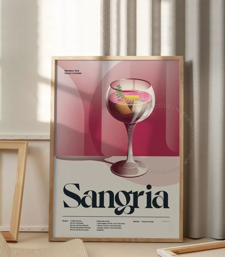 Mid-century retro Sangria Cocktail poster
