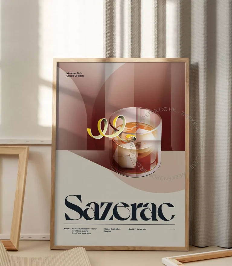 Mid-century retro Sazerac Cocktail poster