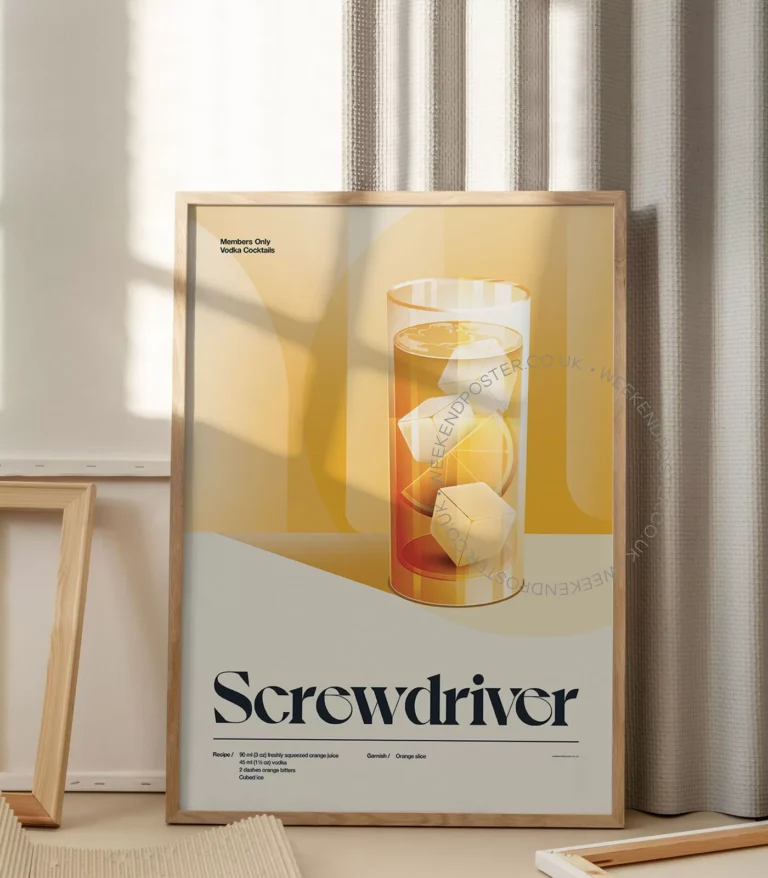 Mid-century retro Screwdriver Cocktail poster