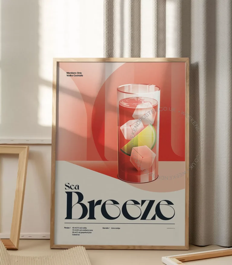 Mid-century retro Sea Breeze Cocktail poster