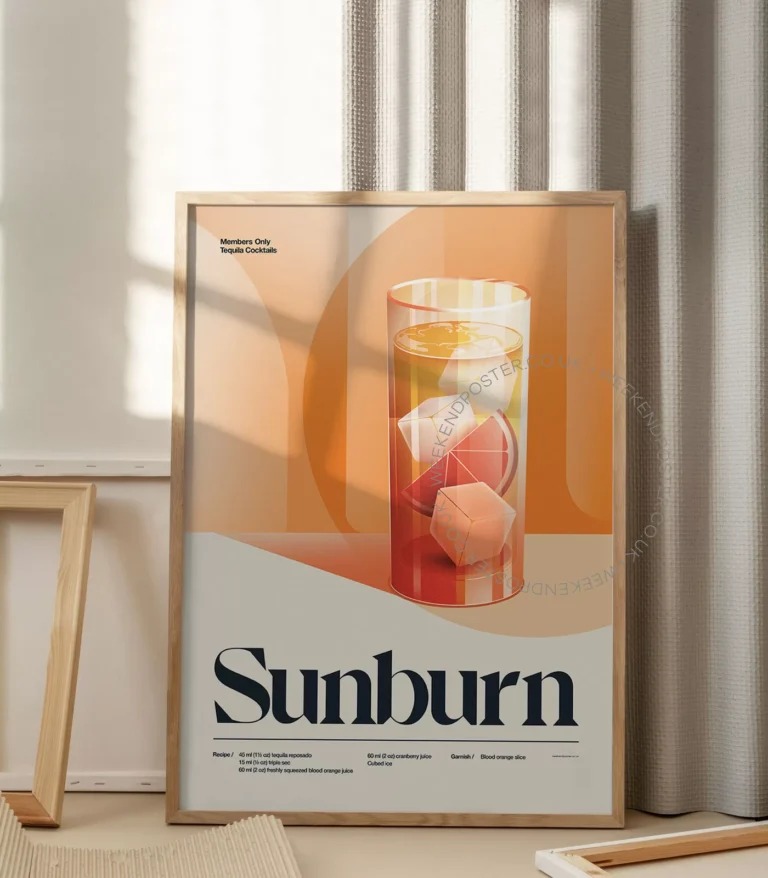 Mid-century retro Sunburn Cocktail poster