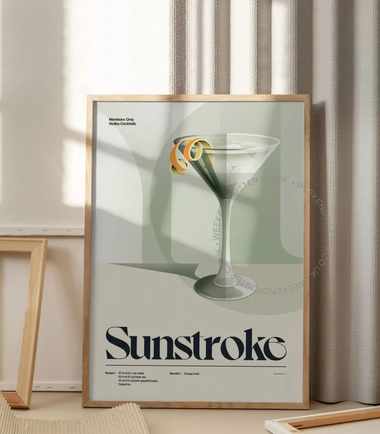 Mid-century retro Sunstroke Cocktail poster