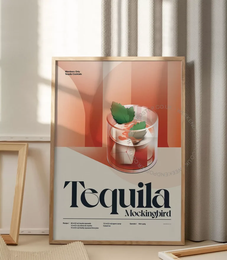 Mid-century retro Tequila Mockingbird Cocktail poster