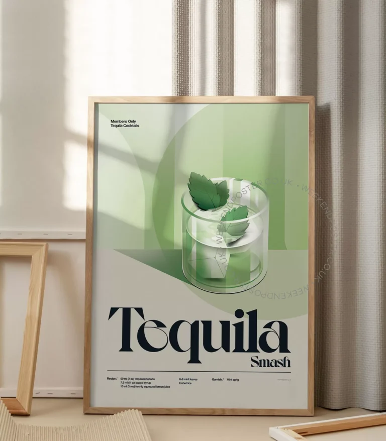 Mid-century retro Tequila Smash Cocktail poster