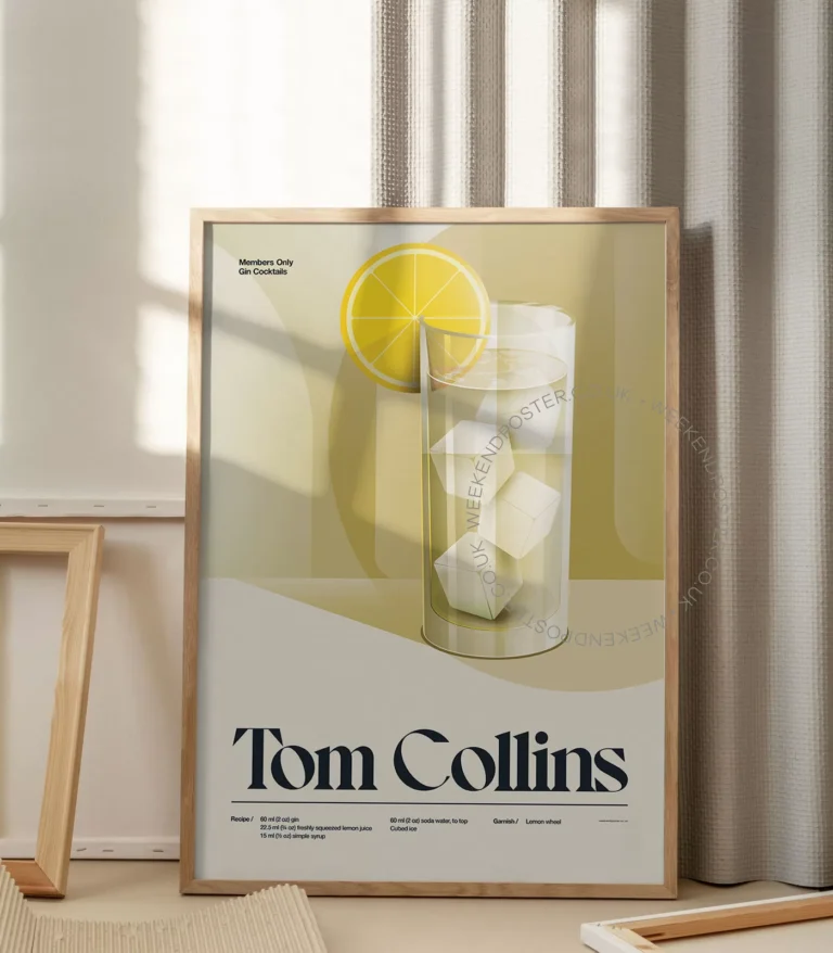 Mid-century retro Tom Collins Cocktail poster