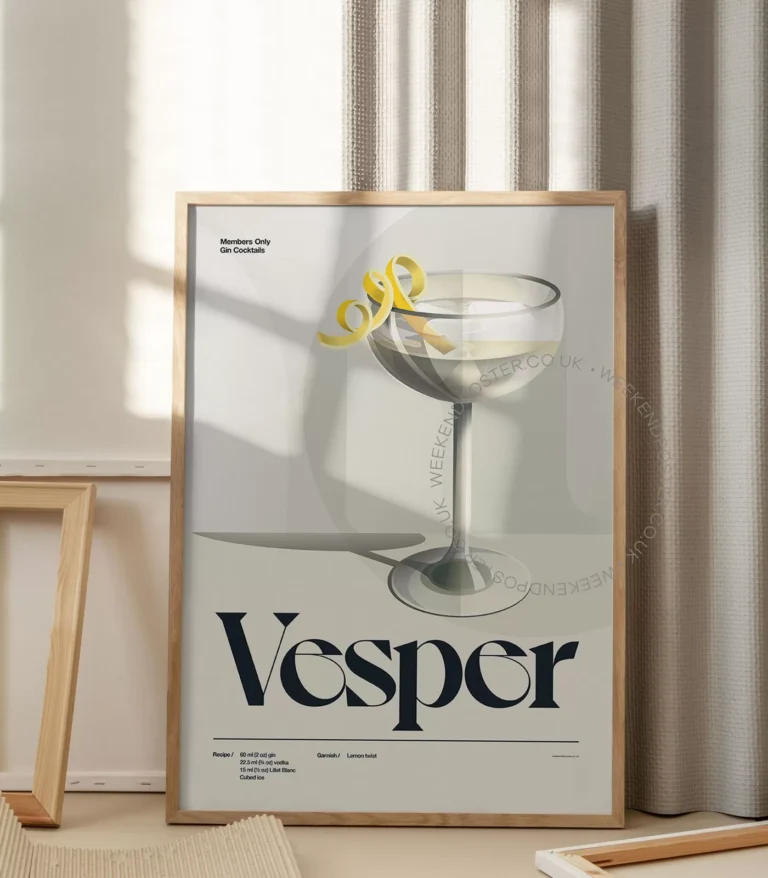 Mid-century retro Vesper Cocktail poster