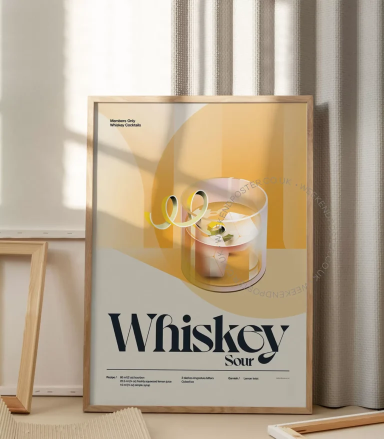 Mid-century retro Whiskey Sour Cocktail poster
