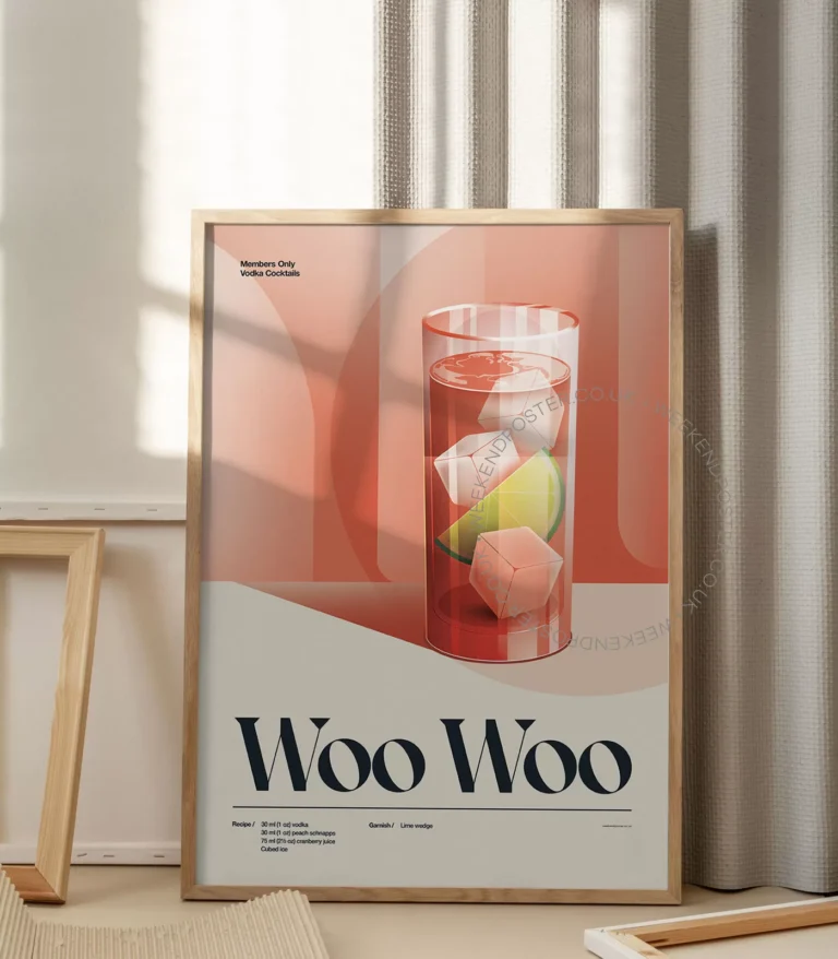 Mid-century retro Woo Woo Cocktail poster