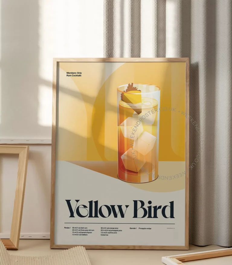 Mid-century retro Yellow Bird Cocktail poster