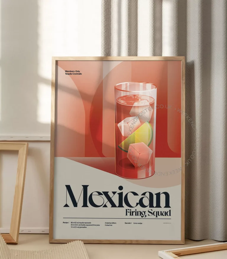 Mid-century retro Mexican Firing Squad Cocktail poster