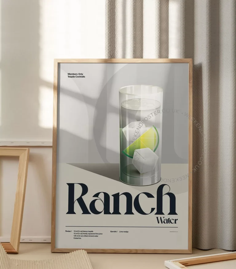 Mid-century retro Ranch Water Cocktail poster